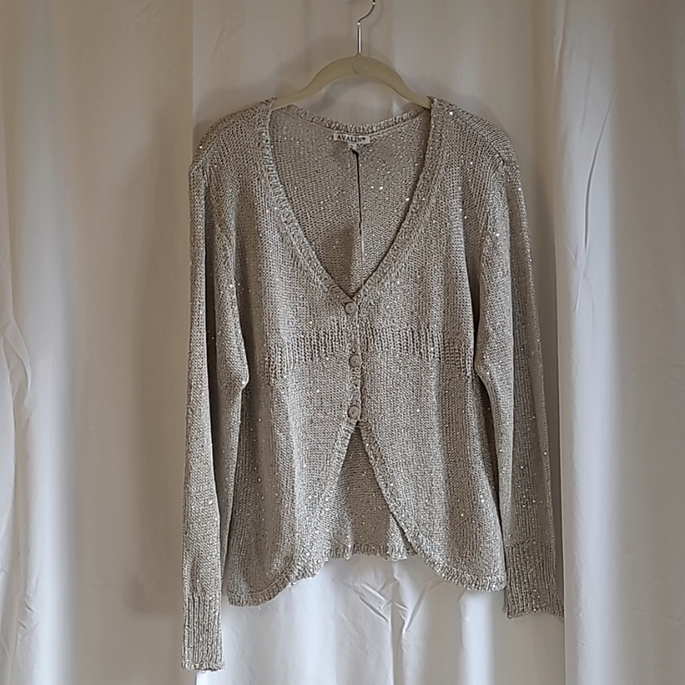 Avalin cardigan sweater.  Size Large. Nude